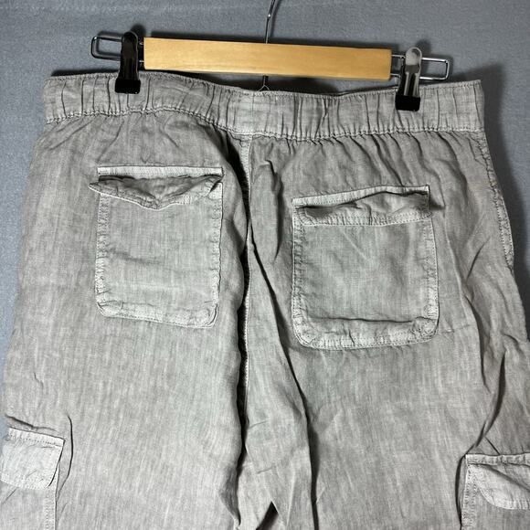 Nicole‎ Miller Linen Jogger Pants Beige Large Boho Resort Slouchy Pockets Cargo - Picture 4 of 9
